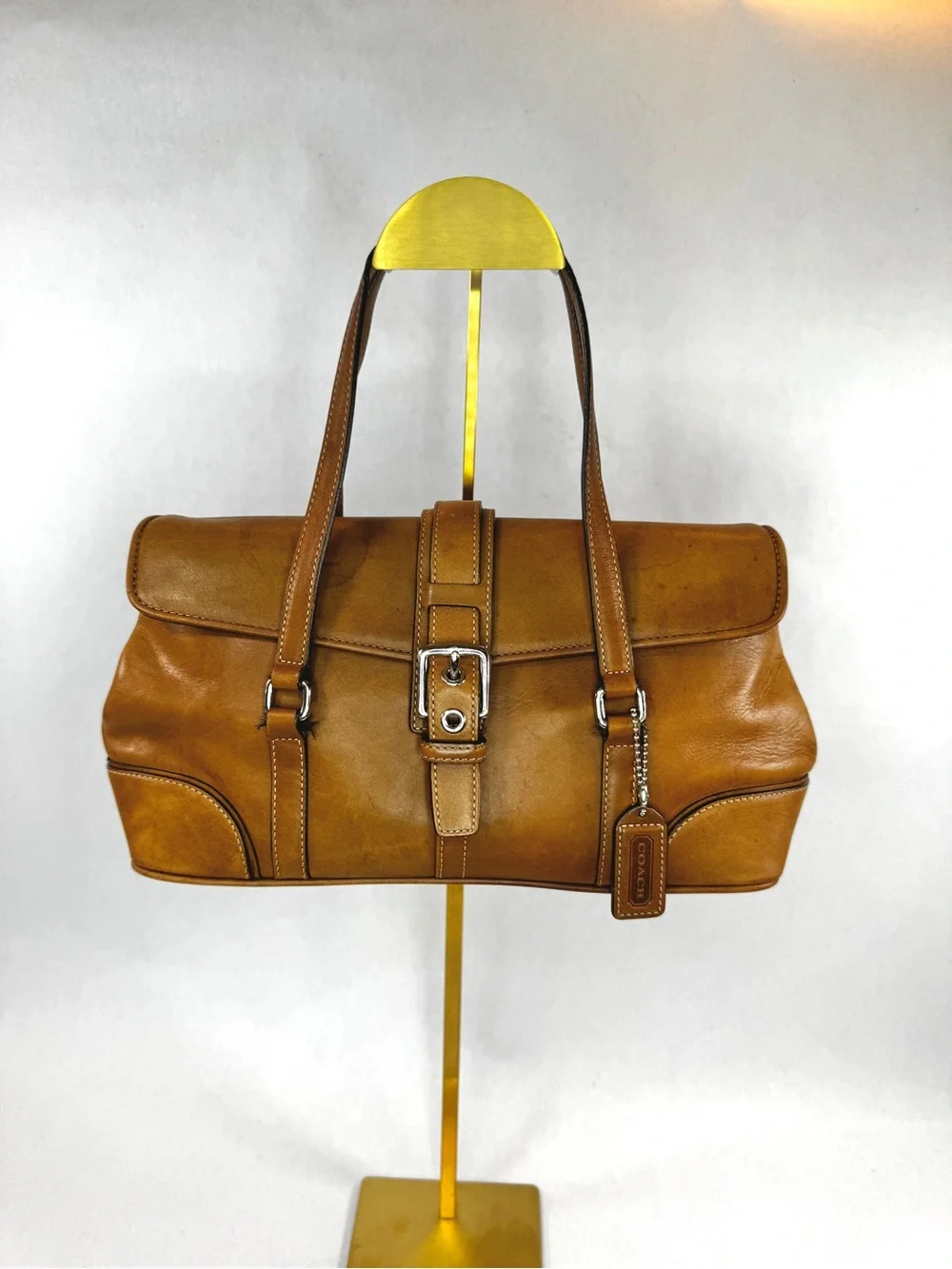 Vintage Coach Hamptons Flap Satchel 9267 British Tan Leather Shoulder Bag